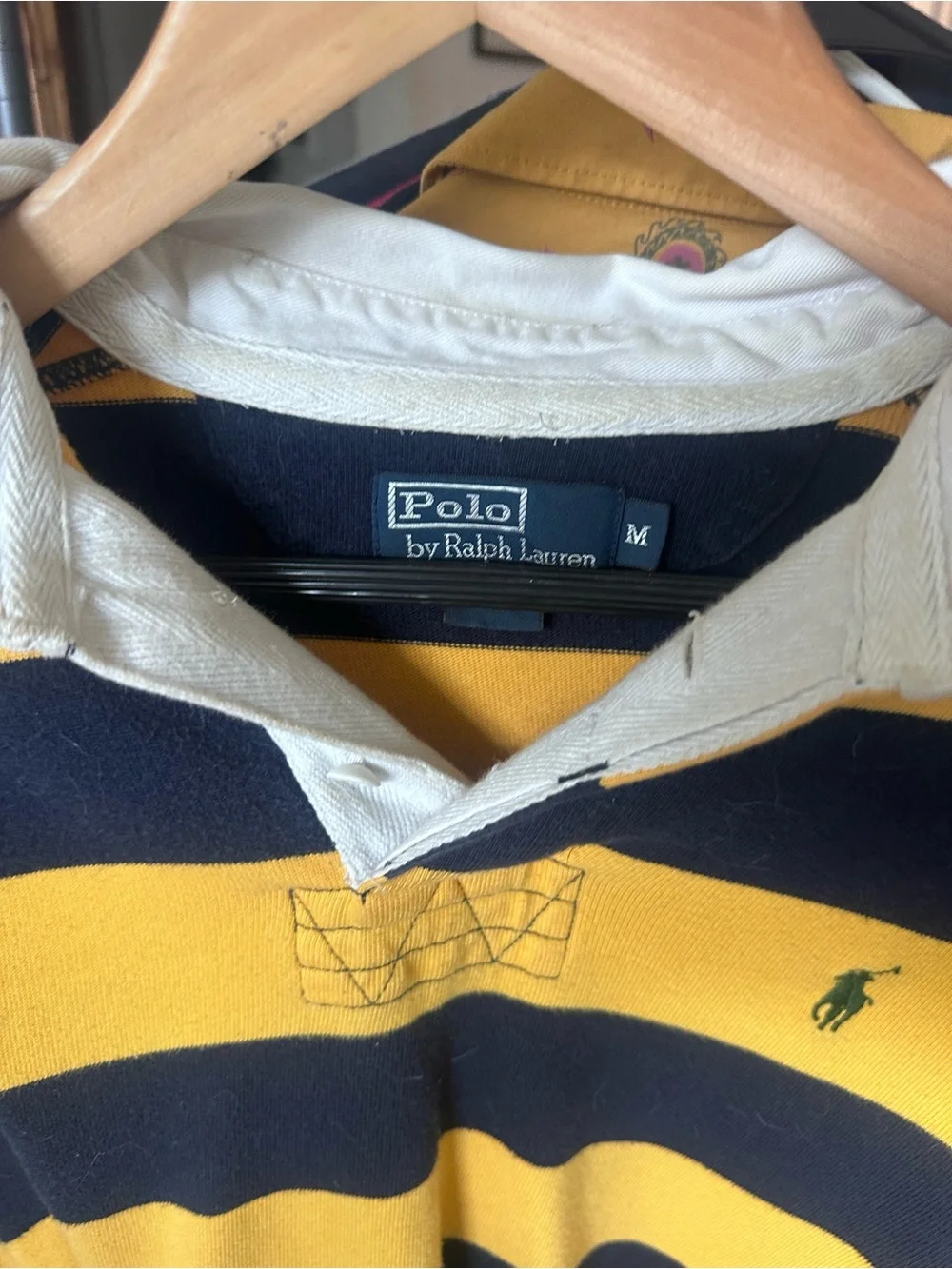 Ralph Lauren Yellow and Navy Striped Rugby Polo
